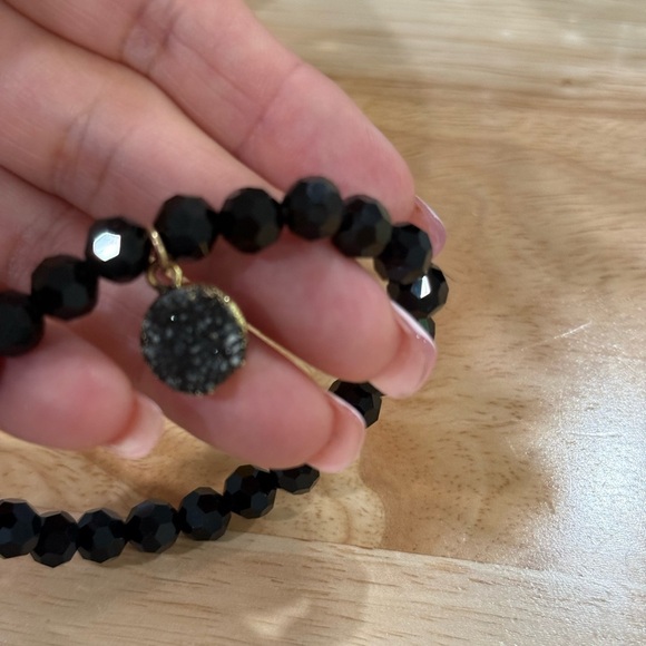 Black Beaded Bracelet with Charm - Picture 3 of 4